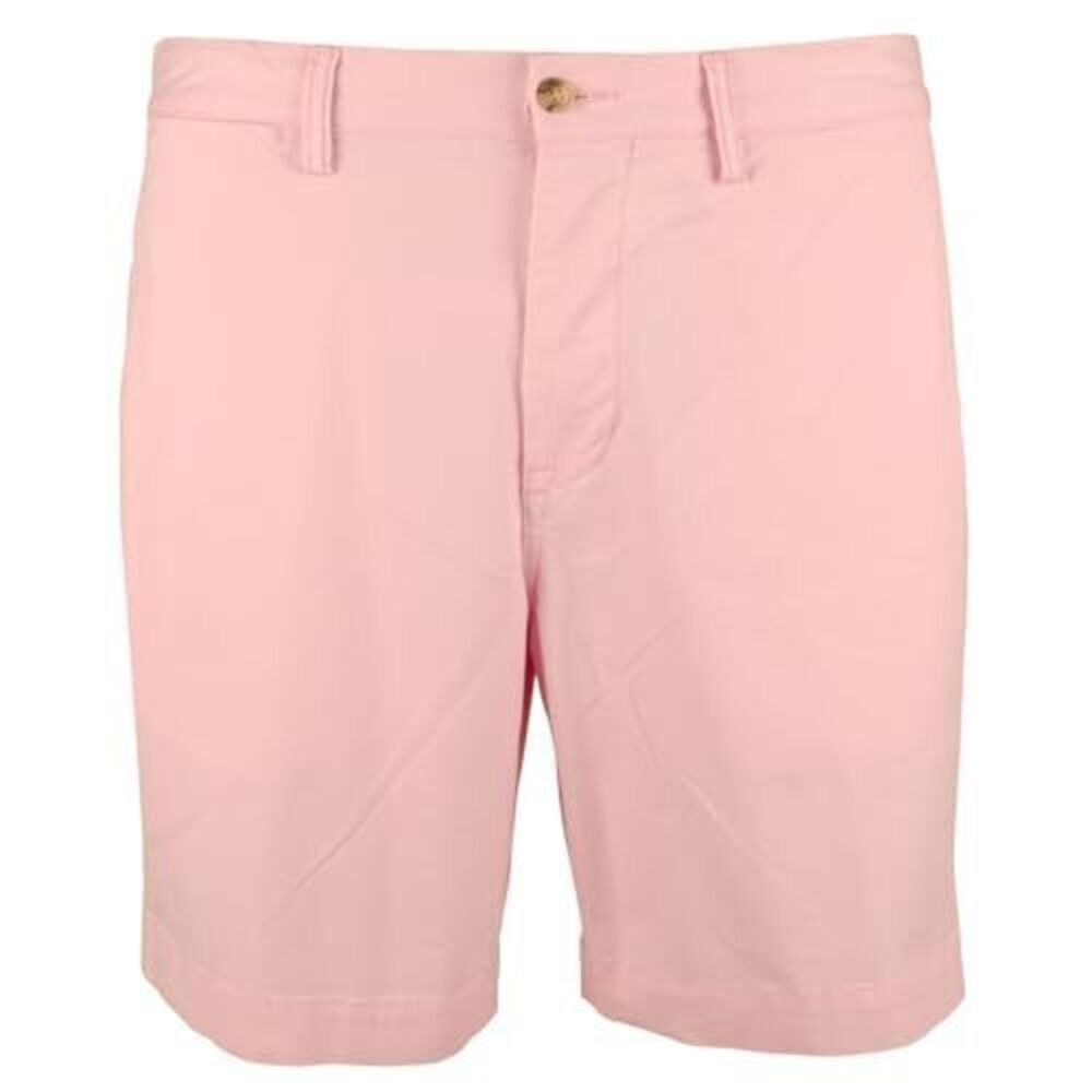 NWT Men's Classic Fit Stretch 9" Flat Front Chino Shorts Pink 33$ 98.5